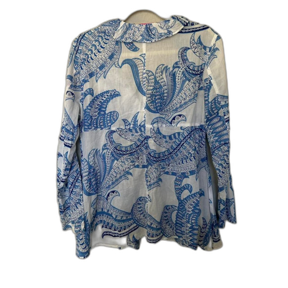 Peck and Peck Women's Blue and White Blouse Size Small Vacation Summer Beach - Picture 6 of 7